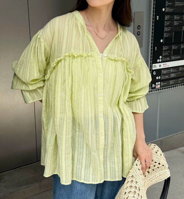 fredy emue「コットンギャザーオーバーブラウス」|シャツ・ブラウス|