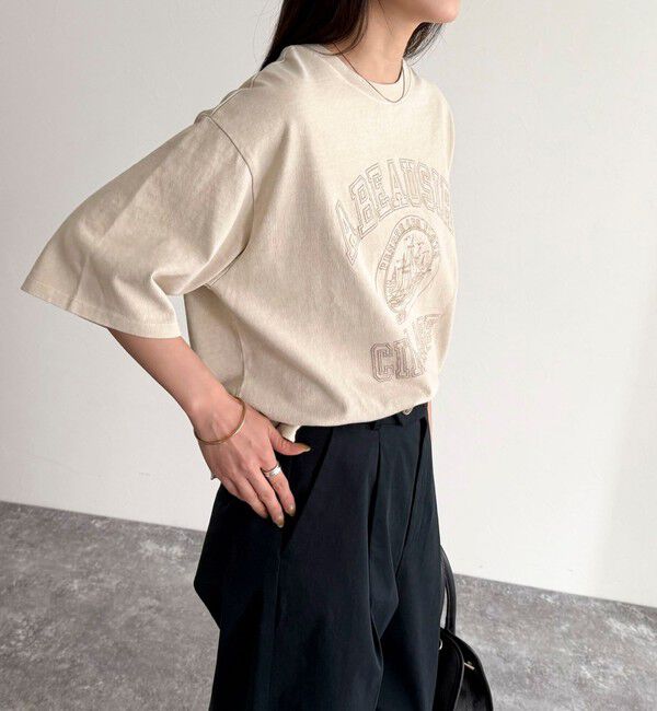 fredy emue「ピグメント刺繍クロップドTシャツ」|Tシャツ・カットソー|