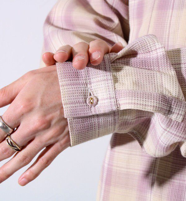 GLOSTER「【残暑にも快適なさらっとシャツ】ワッフルチェック ロングスリーブシャツ オンブレチェック」|シャツ・ブラウス|