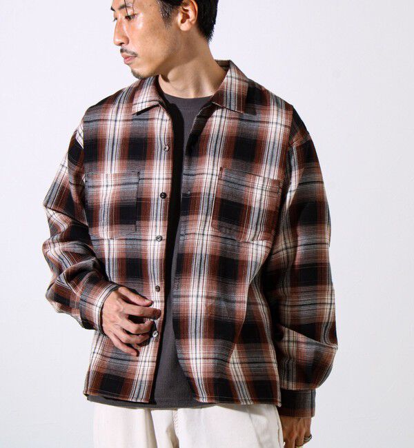 GLOSTER「【残暑にも快適なさらっとシャツ】ワッフルチェック ロングスリーブシャツ オンブレチェック」|シャツ・ブラウス|