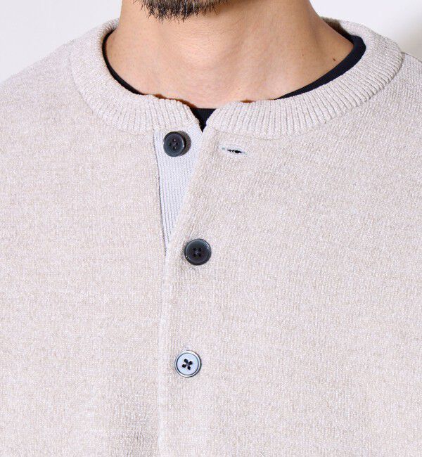 GLOSTER「【昨年人気アイテム再登場！チクチクしないニット】モールバックボーダー ヘンリーネックニット」|ニット・セーター|