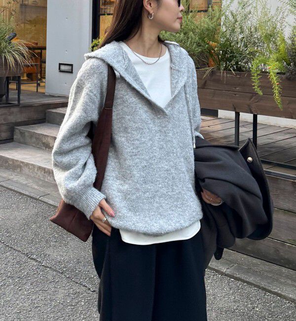 fredy emue「フード付きニットプルオーバー」|ニット・セーター|