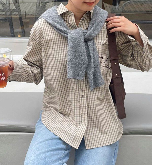 fredy emue「チェック刺繍シャツ」|シャツ・ブラウス|