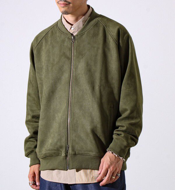 GLOSTER「【秋の新定番】フェイクスエードMA-1ジップブルゾン」|ブルゾン・スタジャン|オリーブ