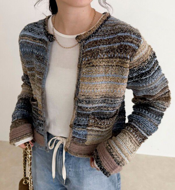 fredy emue「ツイードボーダーカーディガン」|カーディガン|