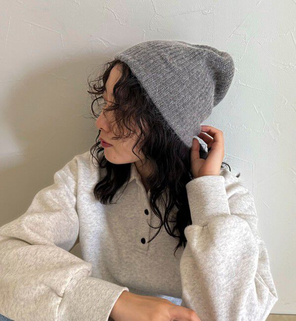 fredy emue「アンゴラ混リブニットキャップ」|ニット帽|グレー