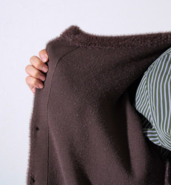 GLOSTER「モヘヤライク シャギークルーネックカーディガン」|カーディガン|