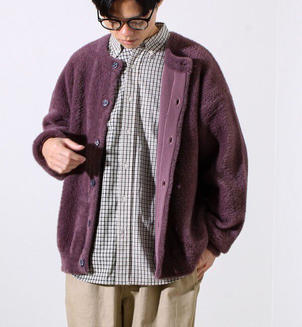 GLOSTER「モヘヤライク シャギークルーネックカーディガン」|カーディガン|