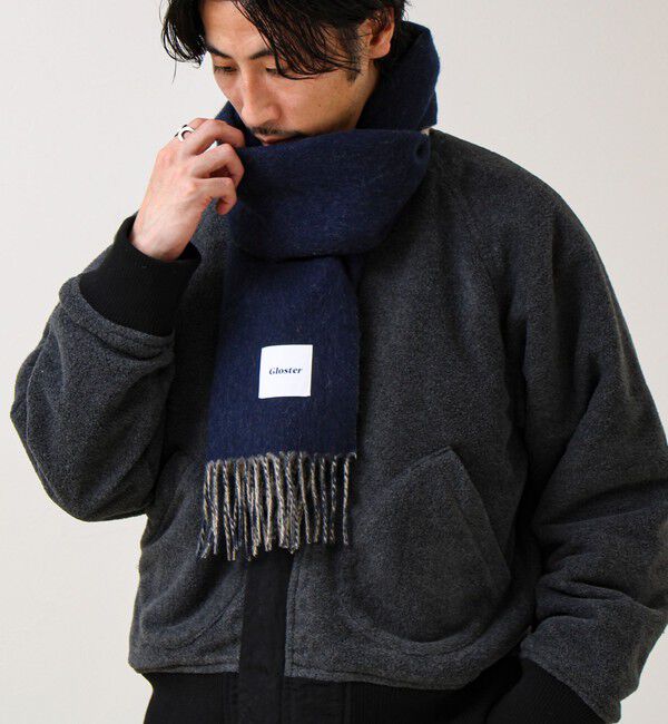 GLOSTER「【カシミヤブレンド】ウールリバーシブルソリッドマフラー」|マフラー|
