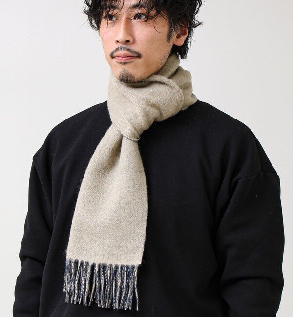 GLOSTER「【カシミヤブレンド】ウールリバーシブルソリッドマフラー」|マフラー|