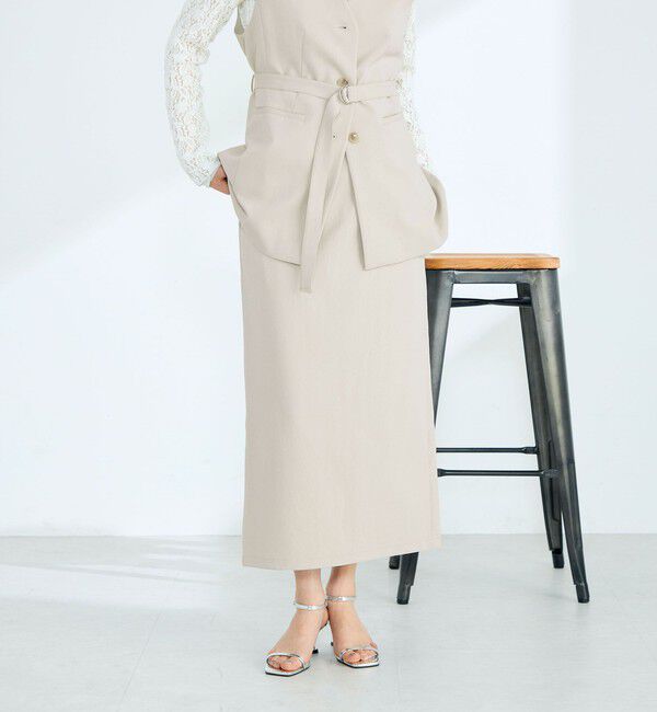 fredy emue「【セットアップ対応】パウダリーツイルイージータイトスカート」|タイト|ベージュ