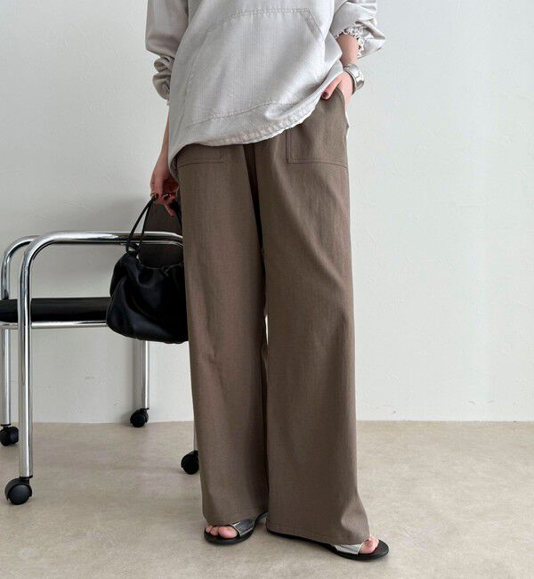 fredy emue「【接触冷感&times;UVカット/マルチ機能】ドライオックスセミワイドイージーパンツ」|チノ|カーキ