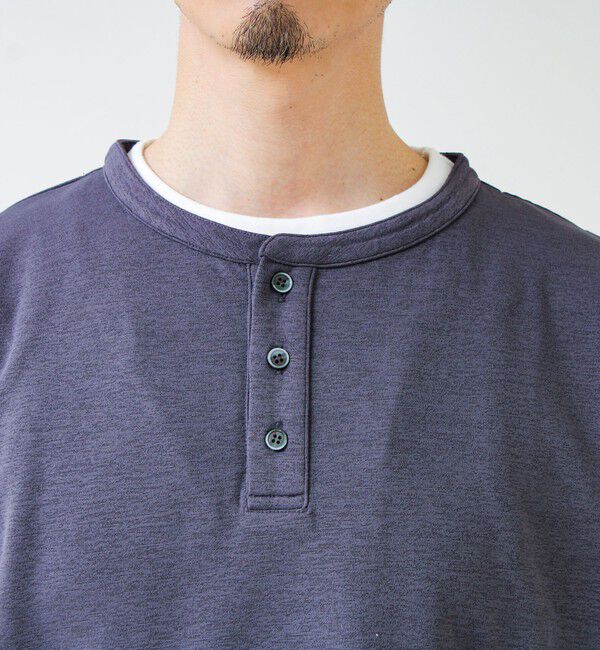 GLOSTER「【1枚で完成する】杢ダンボール ヘンリーネックフェイクレイヤー ロンT」|Tシャツ・カットソー|