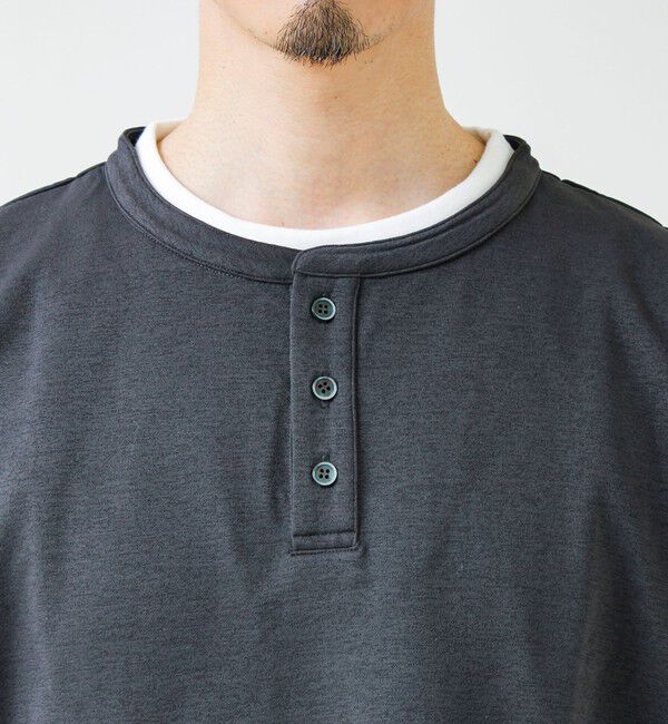 GLOSTER「【1枚で完成する】杢ダンボール ヘンリーネックフェイクレイヤー ロンT」|Tシャツ・カットソー|