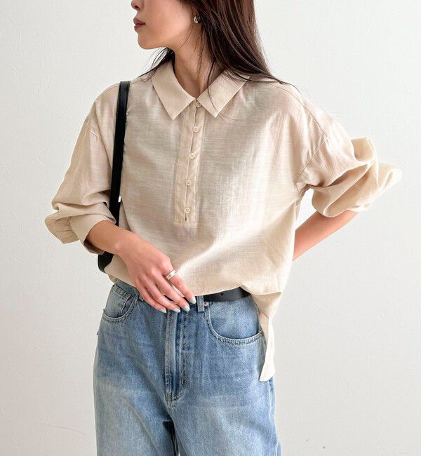 fredy emue「リネン混シアースラブブラウス」|シャツ・ブラウス|ベージュ