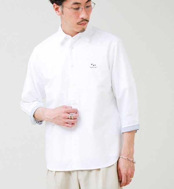 GLOSTER「【フレブル刺繍】七分袖シャツ ストライプ/無地」|シャツ・ブラウス|