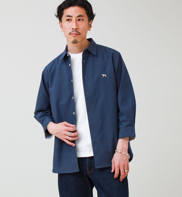 GLOSTER「【フレブル刺繍】七分袖シャツ ストライプ/無地」|シャツ・ブラウス|