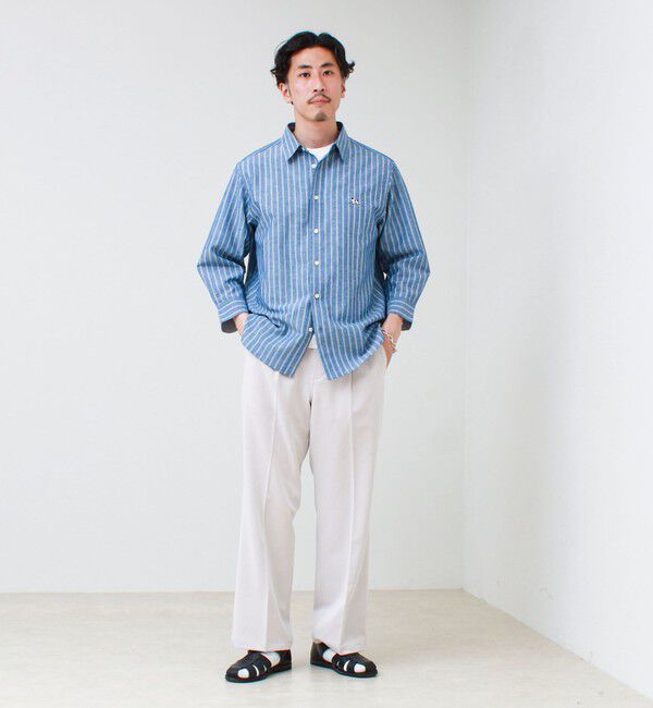 GLOSTER「【フレブル刺繍】七分袖シャツ ストライプ/無地」|シャツ・ブラウス|