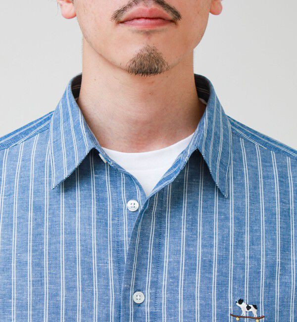 GLOSTER「【フレブル刺繍】七分袖シャツ ストライプ/無地」|シャツ・ブラウス|