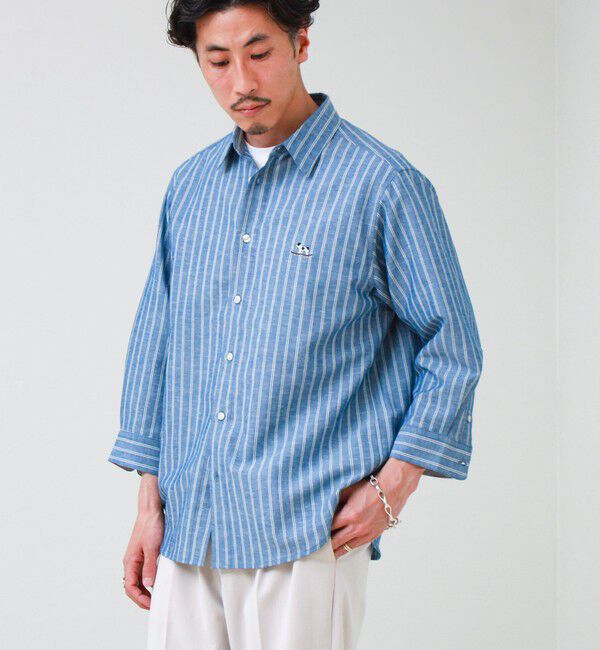 GLOSTER「【フレブル刺繍】七分袖シャツ ストライプ/無地」|シャツ・ブラウス|