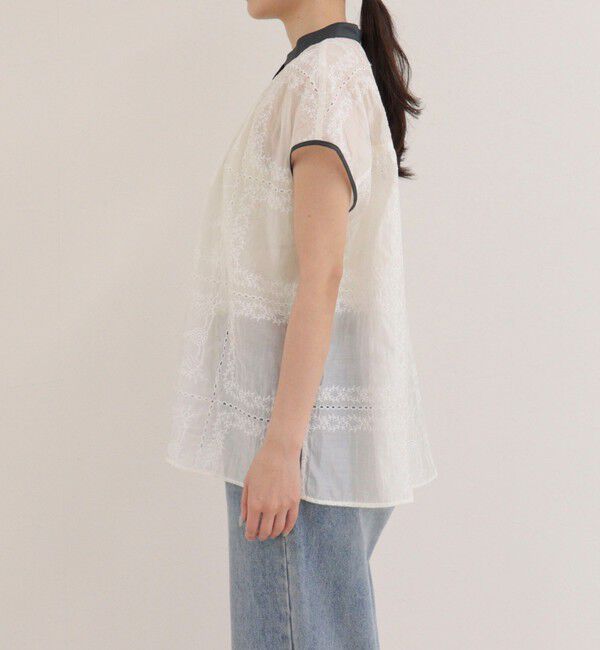 fredy emue「刺しゅうレースフレンチスリーブブラウス」|シャツ・ブラウス|