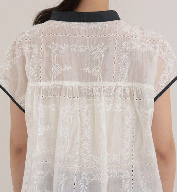 fredy emue「刺しゅうレースフレンチスリーブブラウス」|シャツ・ブラウス|