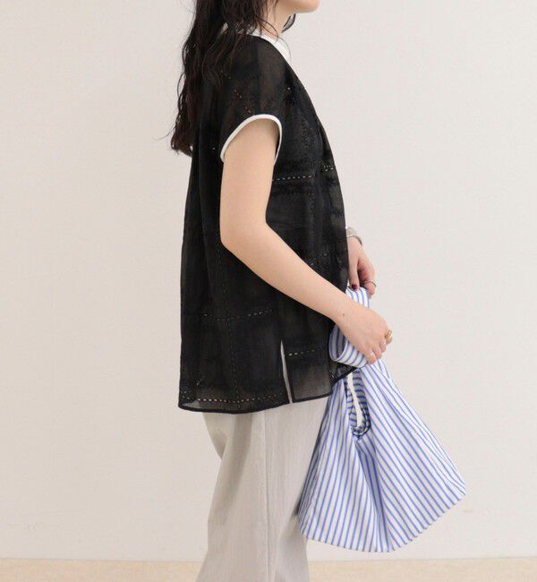 fredy emue「刺しゅうレースフレンチスリーブブラウス」|シャツ・ブラウス|