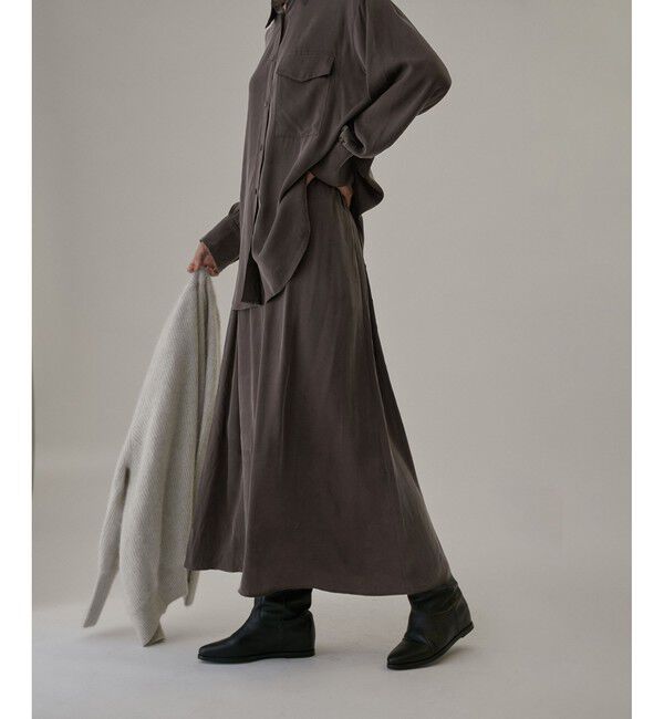 SALON adam et rope'「シルクフレアースカート【セットアップ対応】【洗える】」|スカート|チャコール