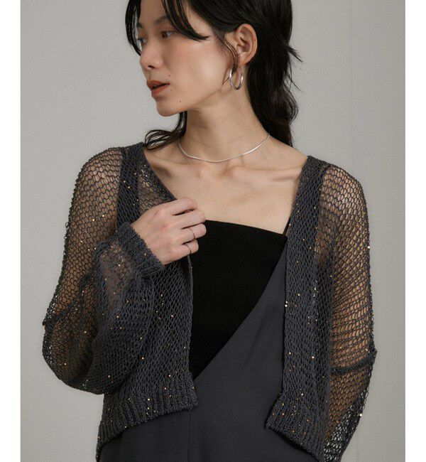 SALON adam et rope'「ギマコットンスパンコールカーディガン」|カーディガン|