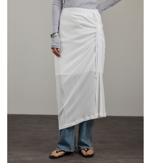 SALON adam et rope'「nu=layerアシンメトリーシャーリングスカート」|スカート|ホワイト(10)