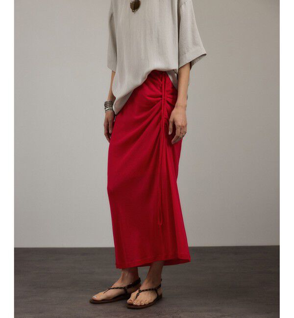 SALON adam et rope'「nu=layerアシンメトリーシャーリングスカート」|スカート|レッド(60)