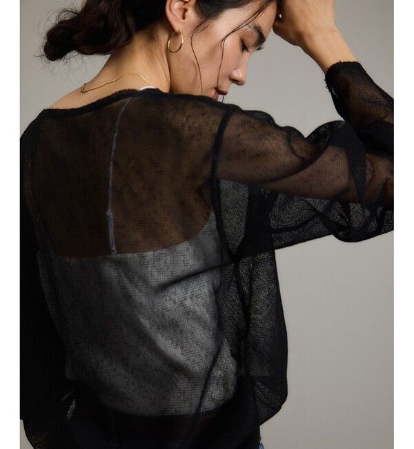 SALON adam et rope'「リネンブレンドメッシュロングスリーブプルオーバー」|ニット・セーター|