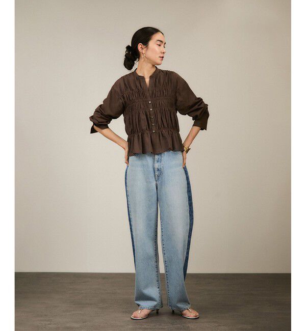 SALON adam et rope'「Shuttlenotesワッシャーローンシャーリングブラウス［洗える］」|シャツ・ブラウス|