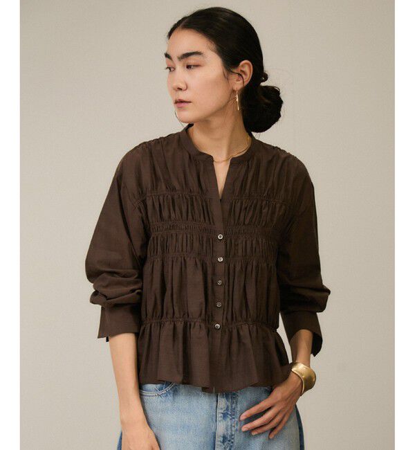 SALON adam et rope'「Shuttlenotesワッシャーローンシャーリングブラウス［洗える］」|シャツ・ブラウス|
