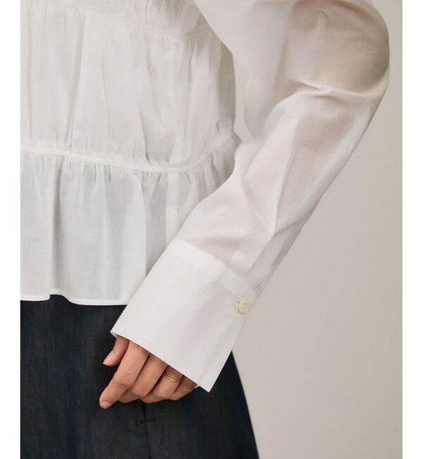 SALON adam et rope'「Shuttlenotesワッシャーローンシャーリングブラウス［洗える］」|シャツ・ブラウス|
