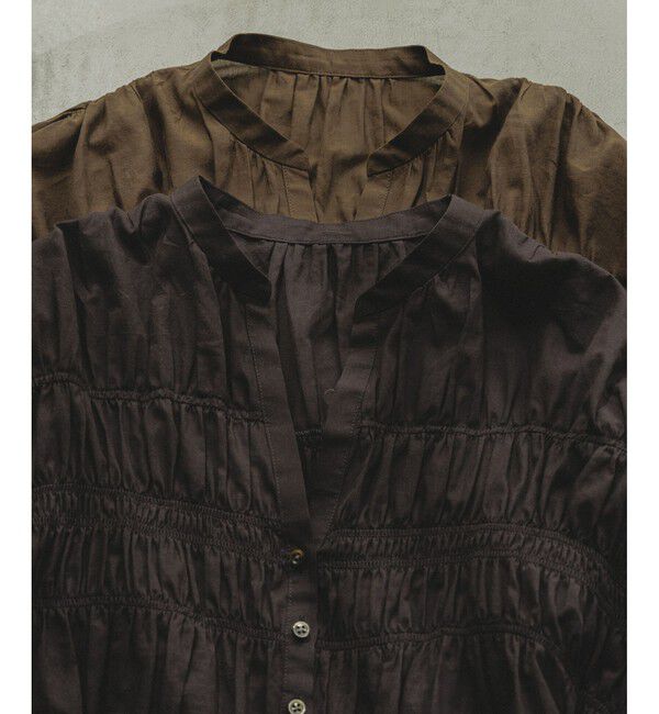 SALON adam et rope'「Shuttlenotesワッシャーローンシャーリングブラウス［洗える］」|シャツ・ブラウス|