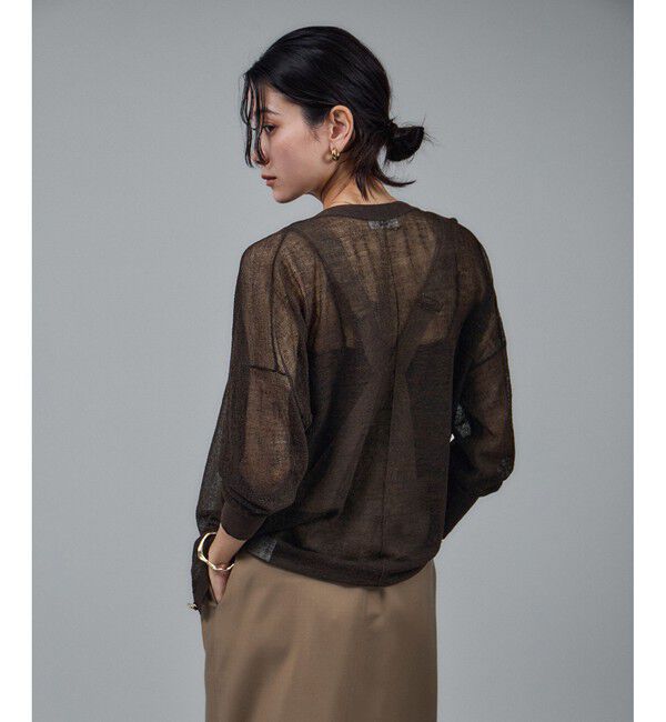 SALON adam et rope'「ウール混シアークレープVネックカーディガン」|カーディガン|