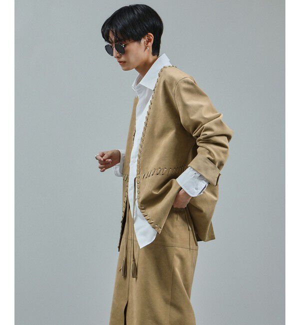 SALON adam et rope'「ウルトラスウェードノーカラータッセルジャケット」|ノーカラージャケット|