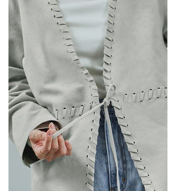 SALON adam et rope'「ウルトラスウェードノーカラータッセルジャケット」|ノーカラージャケット|