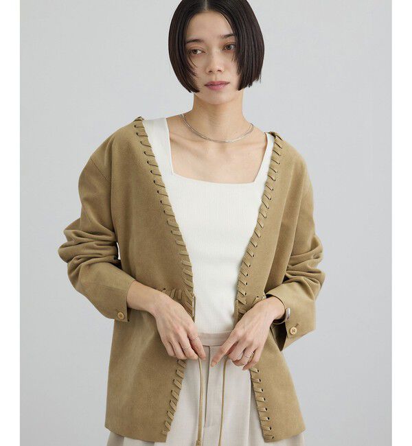 SALON adam et rope'「ウルトラスウェードノーカラータッセルジャケット」|ノーカラージャケット|