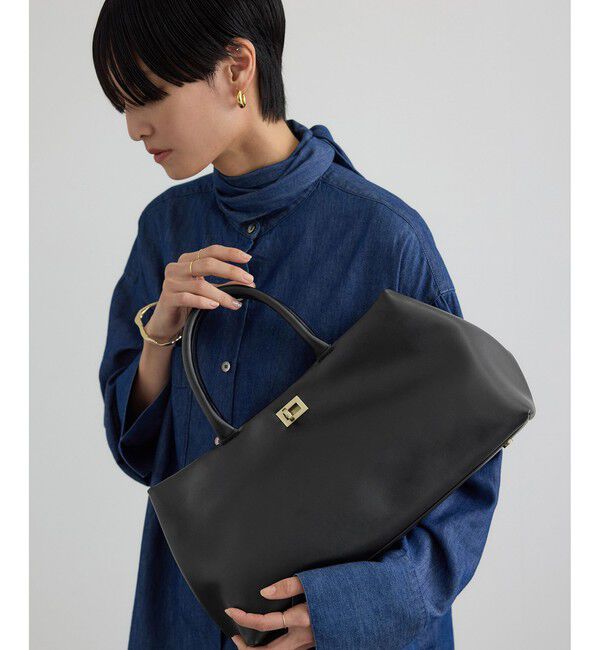 SALON adam et rope'「【WEB限定】【W S（ドゥーブル）】ソフトレザーメタルロックボストン」|ハンドバッグ|