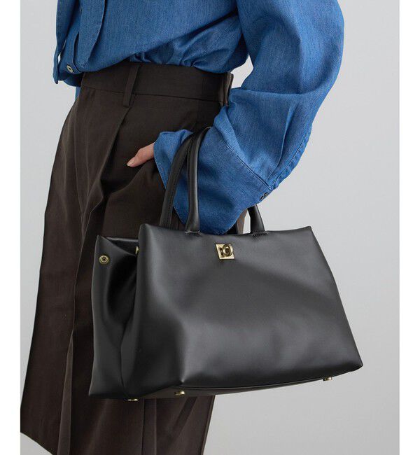 SALON adam et rope'「【WEB限定】【W S（ドゥーブル）】ソフトレザーメタルロックボストン」|ハンドバッグ|