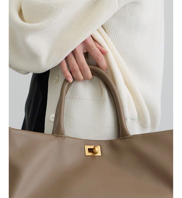 SALON adam et rope'「【WEB限定】【W S（ドゥーブル）】ソフトレザーメタルロックボストン」|ハンドバッグ|