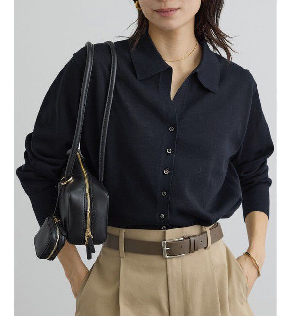 SALON adam et rope'「【WEB限定】ドライタッチスキッパーカーディガン」|カーディガン|ネイビー(40)