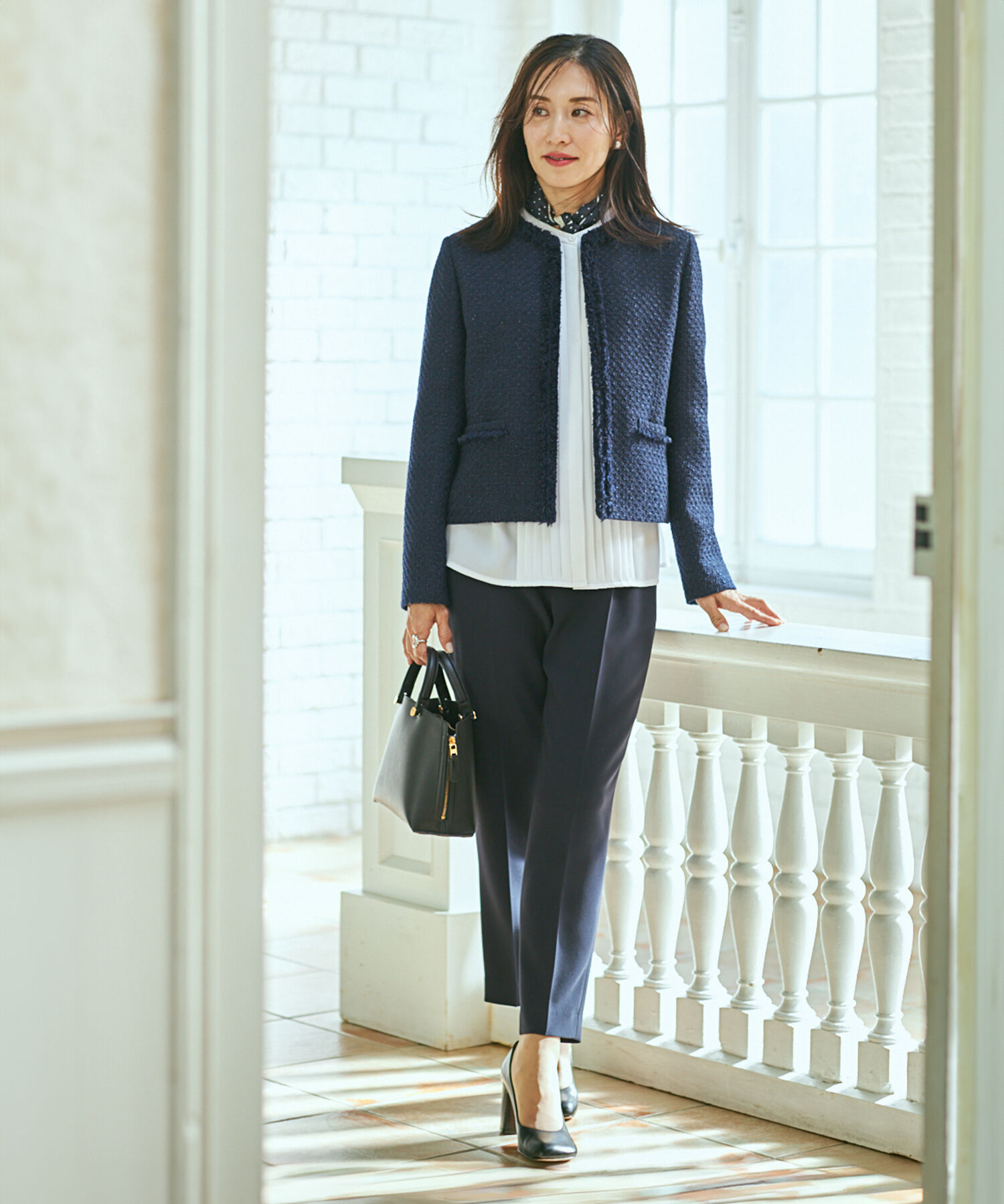 ROPE「ミックスツイードノーカラージャケット【セレモニー/通勤対応】」|ノーカラージャケット|