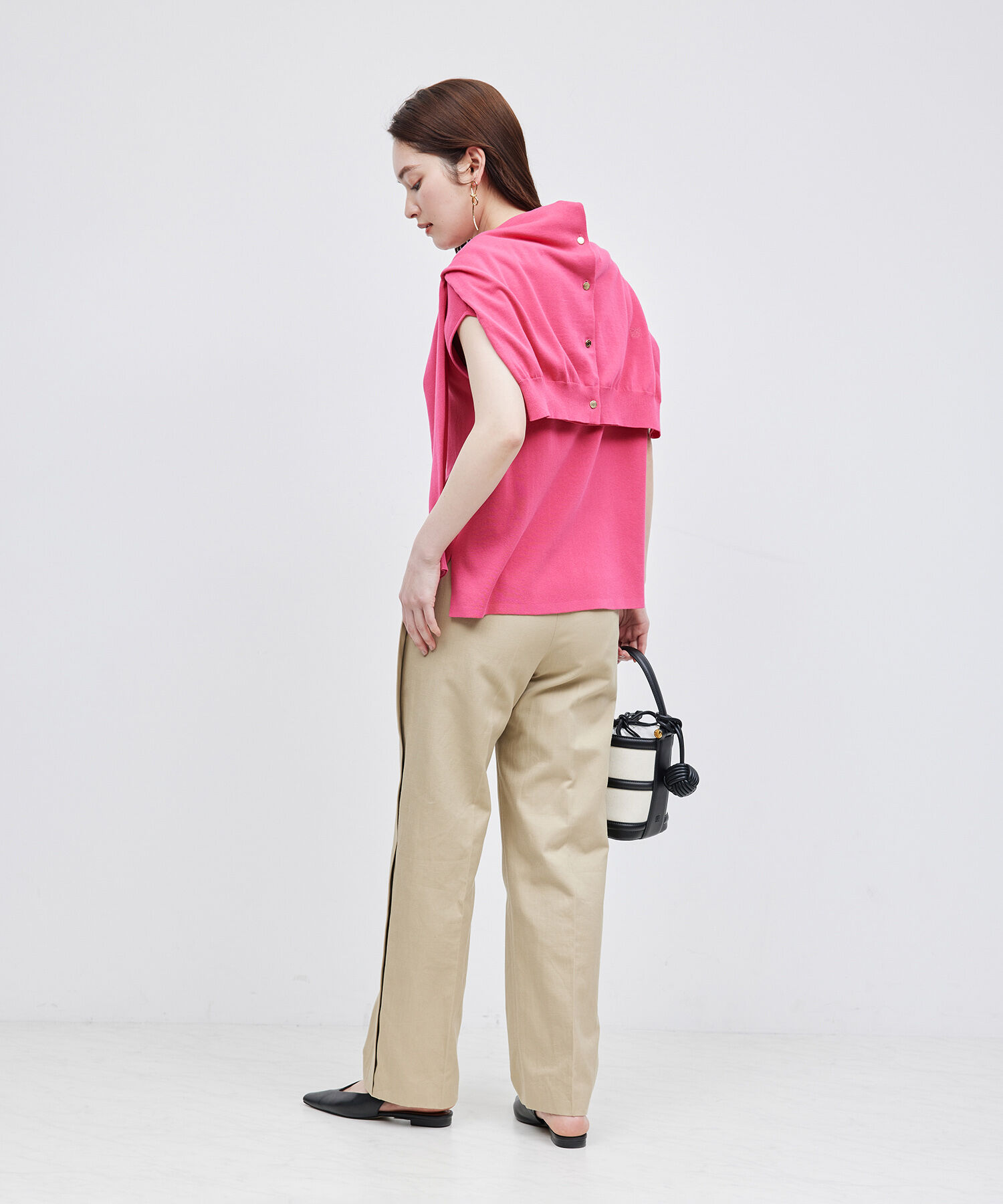 ROPE「【洗える】【接触冷感】ICE COTTONアームレットニットトップス【雑誌/メディア掲載】」|ニット・セーター|