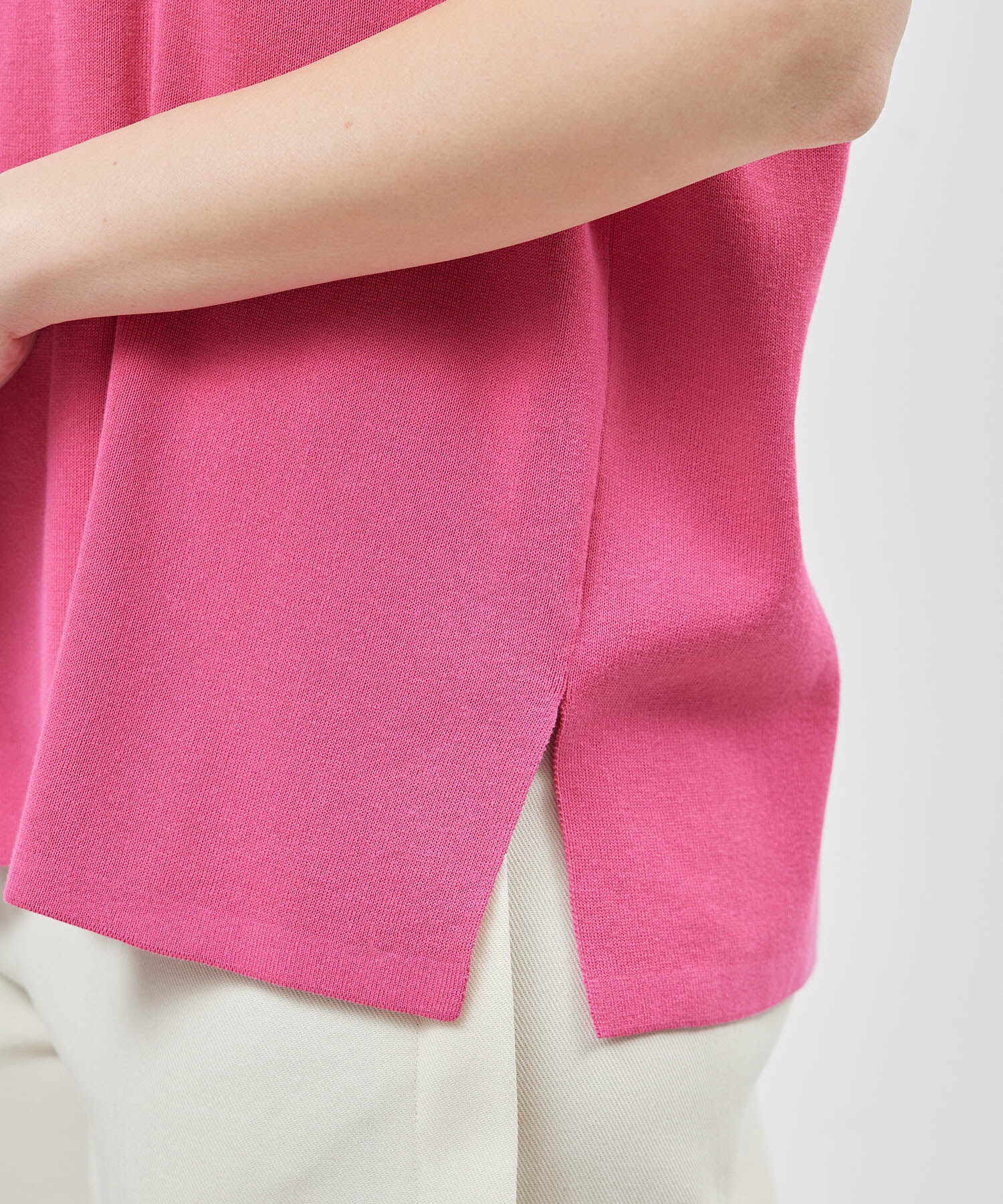 ROPE「【洗える】【接触冷感】ICE COTTONアームレットニットトップス【雑誌/メディア掲載】」|ニット・セーター|