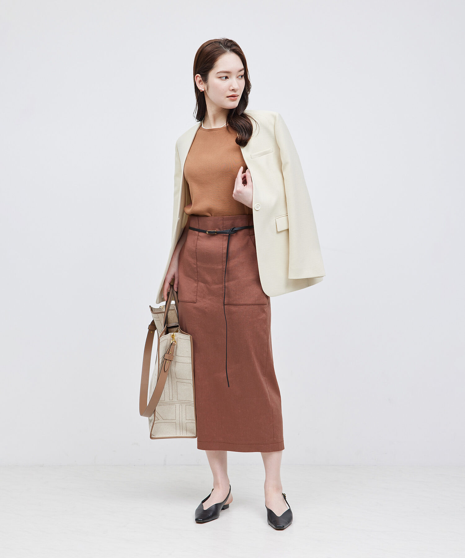 ROPE「【洗える】【接触冷感】ICE COTTONアームレットニットトップス【雑誌/メディア掲載】」|ニット・セーター|