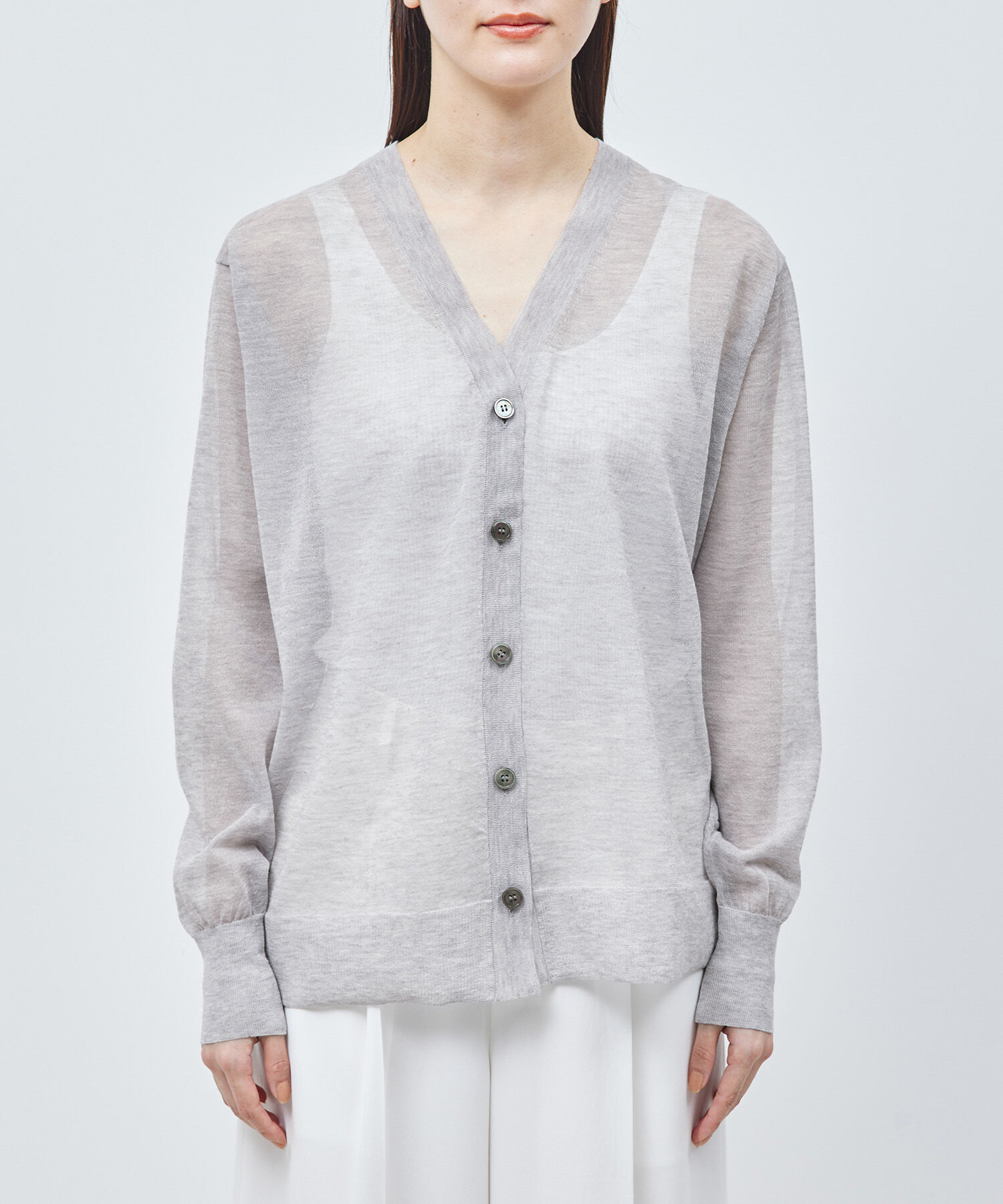 ROPE「【洗える】シアーVネックカーディガン」|カーディガン|