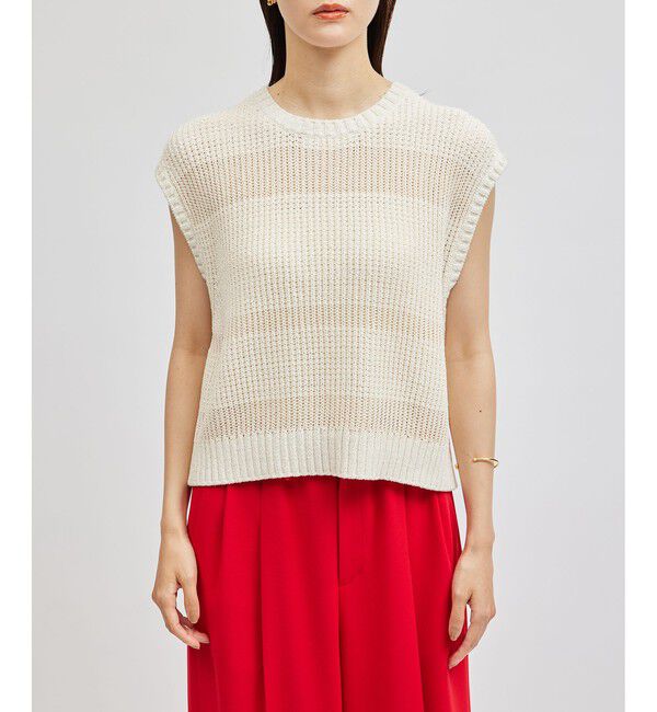 ROPE「モノトーン透かし柄ニットベスト」|ベスト・ジレ|オフホワイト(15)